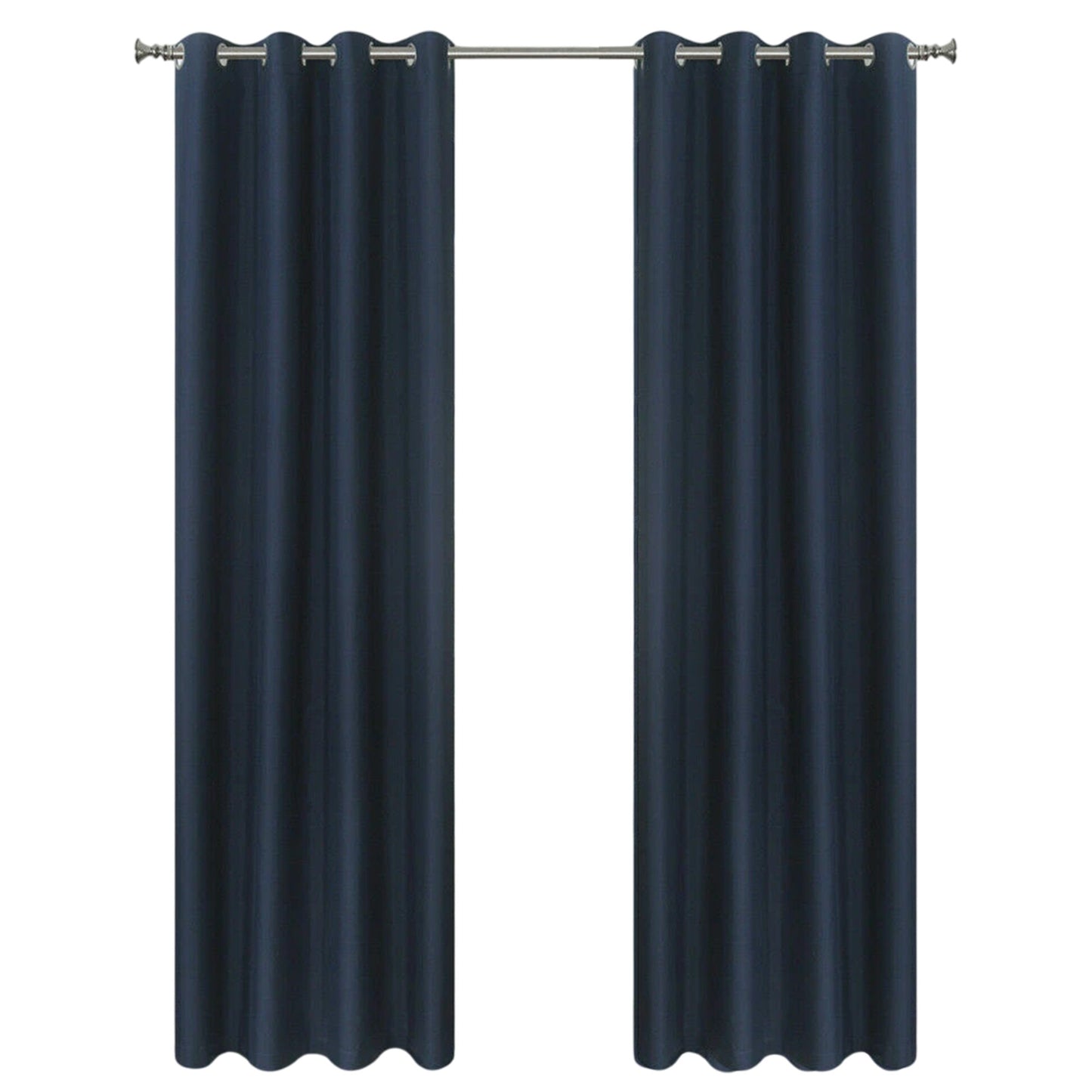 2x Eyelet Blackout Curtains Blockout Drapes for Bedroom Window Pair - Navy Blue