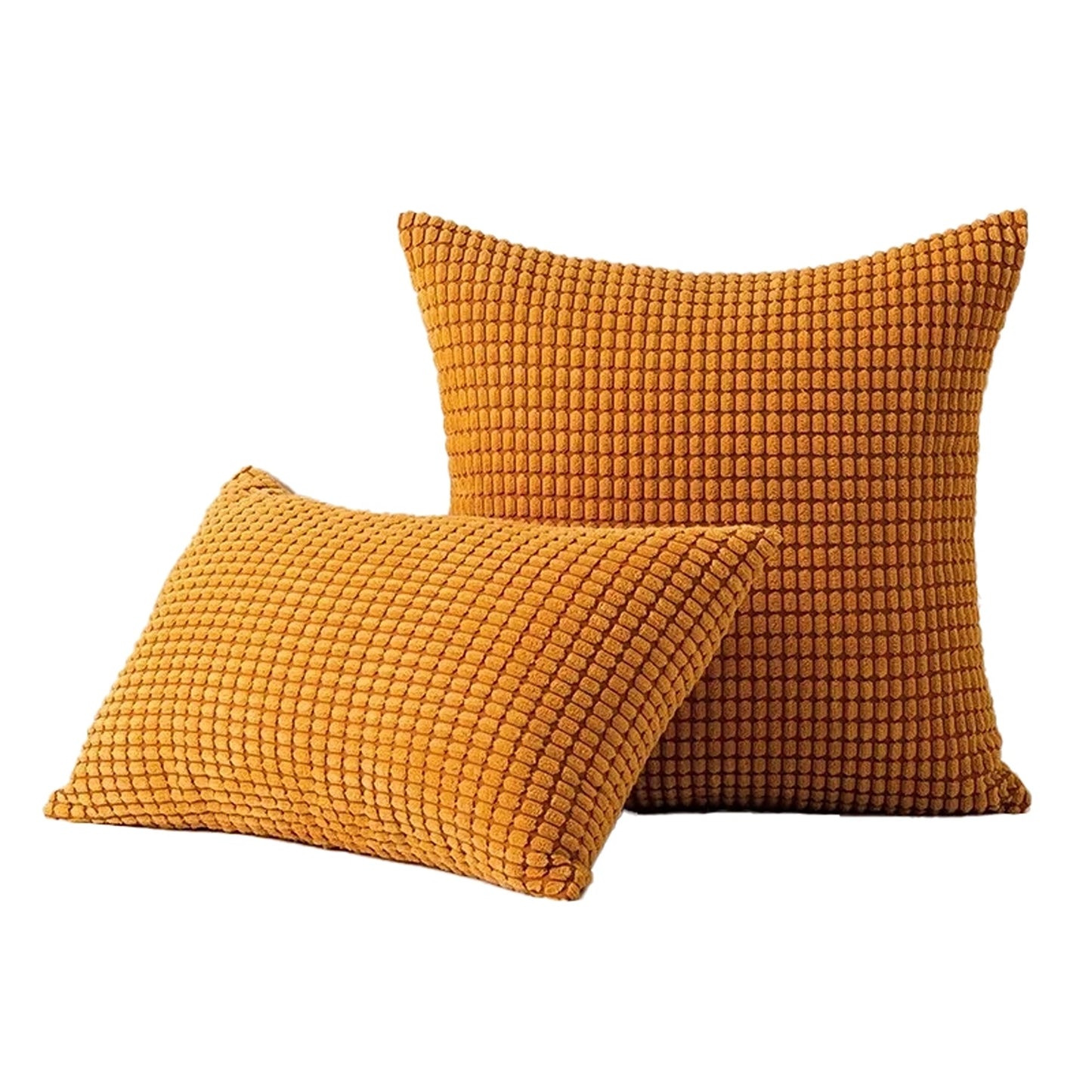 Velvet Cushion Cover Corn Grain Design Pillow Case for Sofa - Orange