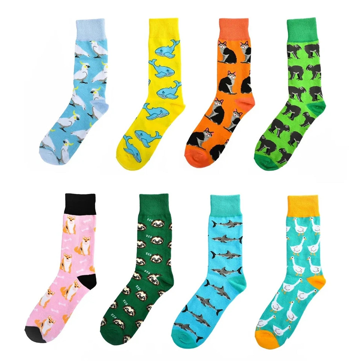8x Novelty Fun Socks Unisex Cotton Happy Sox Crazy Crew Socks Men Women 5-13
