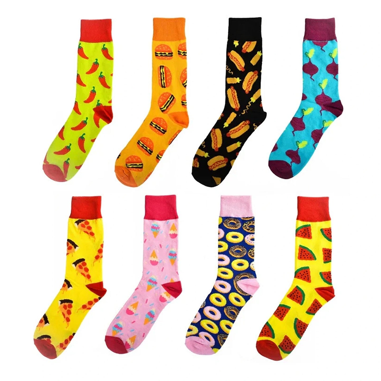 8x Novelty Fun Socks Unisex Cotton Happy Sox Crazy Crew Socks Men Women 5-13