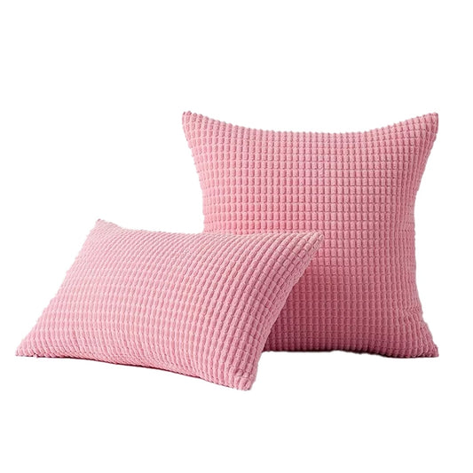 Velvet Cushion Cover Corn Grain Design Pillow Case for Sofa - Rose Pink