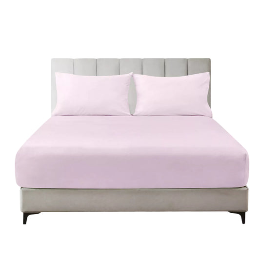 Hotel 2200TC Ultra Soft Fitted Sheet Set with Pillowcases No Flat Sheet - Light Pink