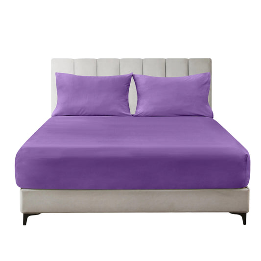 Hotel 2200TC Ultra Soft Fitted Sheet Set with Pillowcases No Flat Sheet - Purple