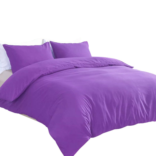 2000TC Soft Quilt Doona Duvet Cover Set Single Queen King Size Bed - Purple