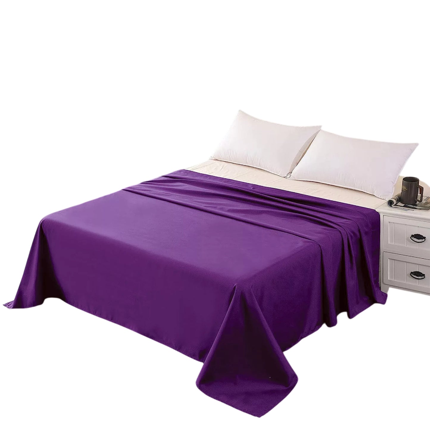 Hotel Ultra Soft Flat Sheet 2200TC Single Double Queen Super King - Purple