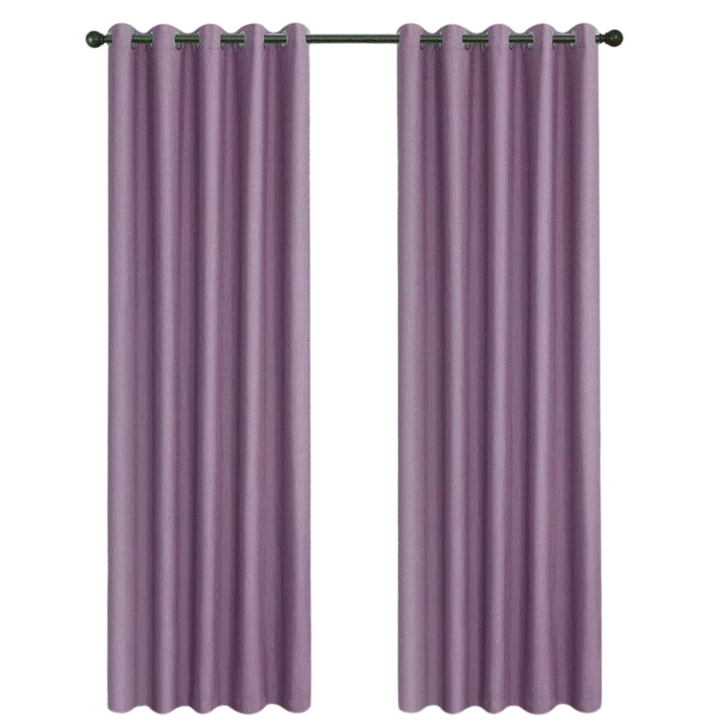 2x Eyelet Blackout Curtains Blockout Drapes for Bedroom Window Pair - Purple