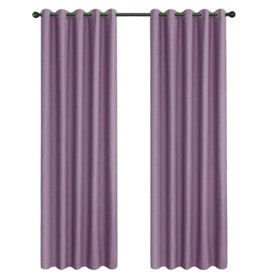2x Eyelet Blackout Curtains Blockout Drapes for Bedroom Window Pair - Purple