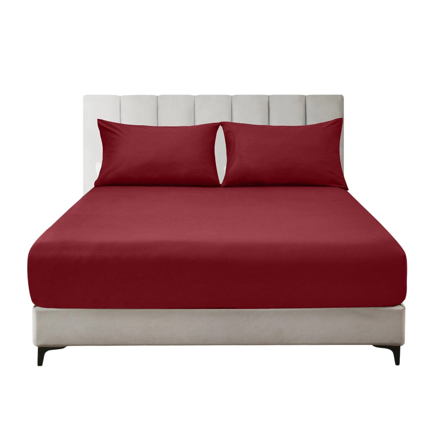 Hotel 2200TC Ultra Soft Fitted Sheet Set with Pillowcases No Flat Sheet - Burgundy