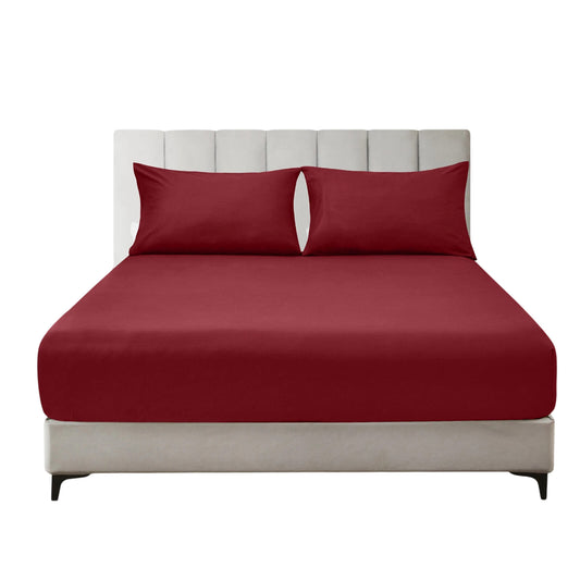 Hotel 2200TC Ultra Soft Fitted Sheet Set with Pillowcases No Flat Sheet - Burgundy