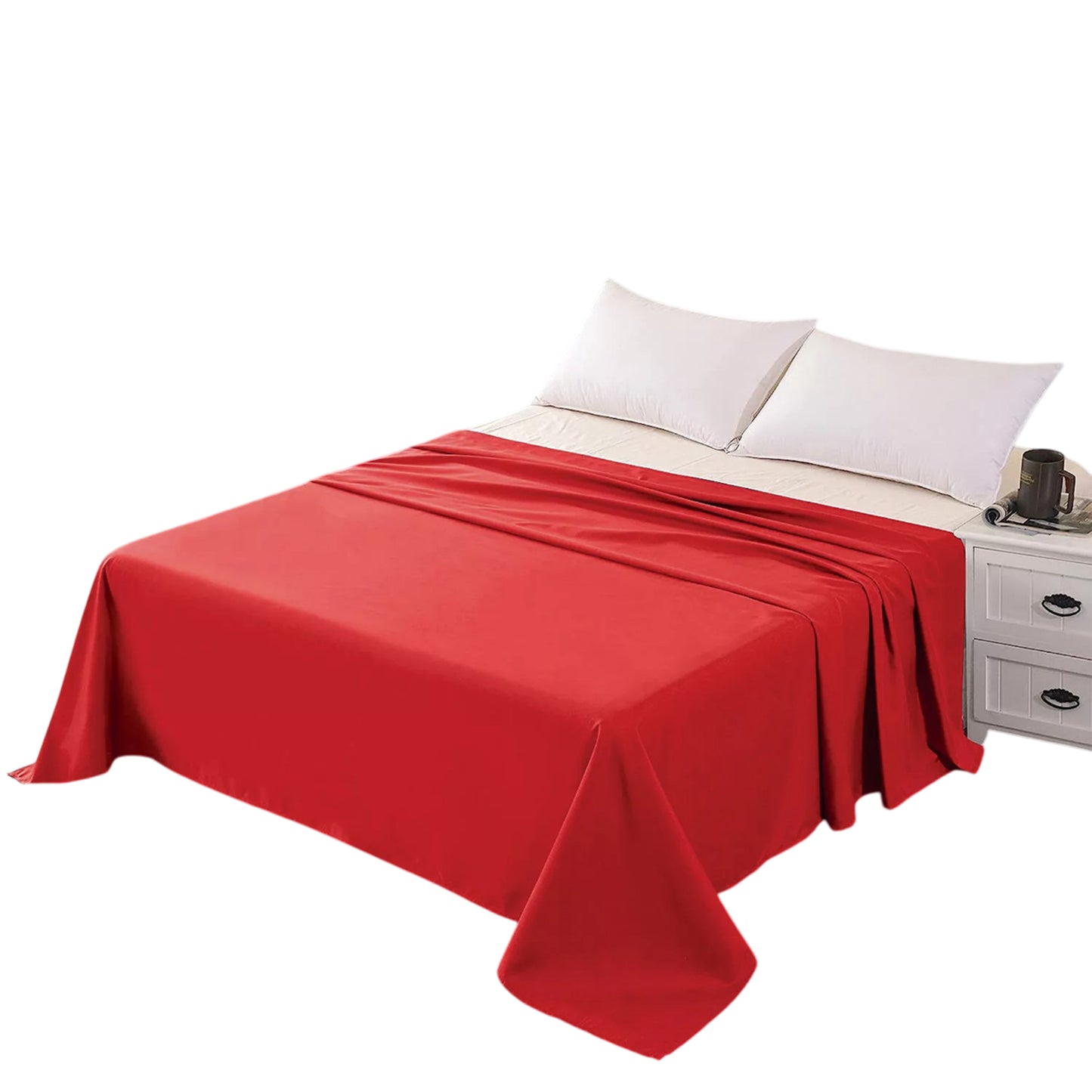 Hotel Ultra Soft Flat Sheet 2200TC Single Double Queen Super King - Red