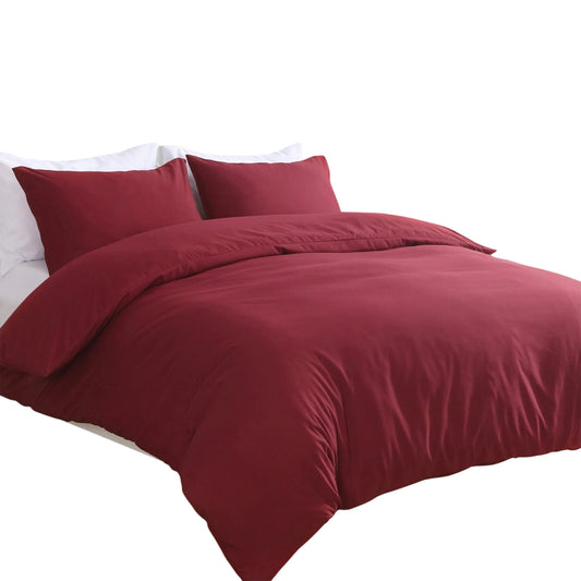 2000TC Soft Quilt Doona Duvet Cover Set Single Queen King Size Bed - Burgundy