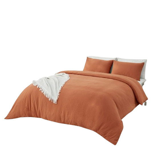 Rust 3 Piece Ultra Soft Quilt Doona Duvet Cover Set for All Bed Sizes