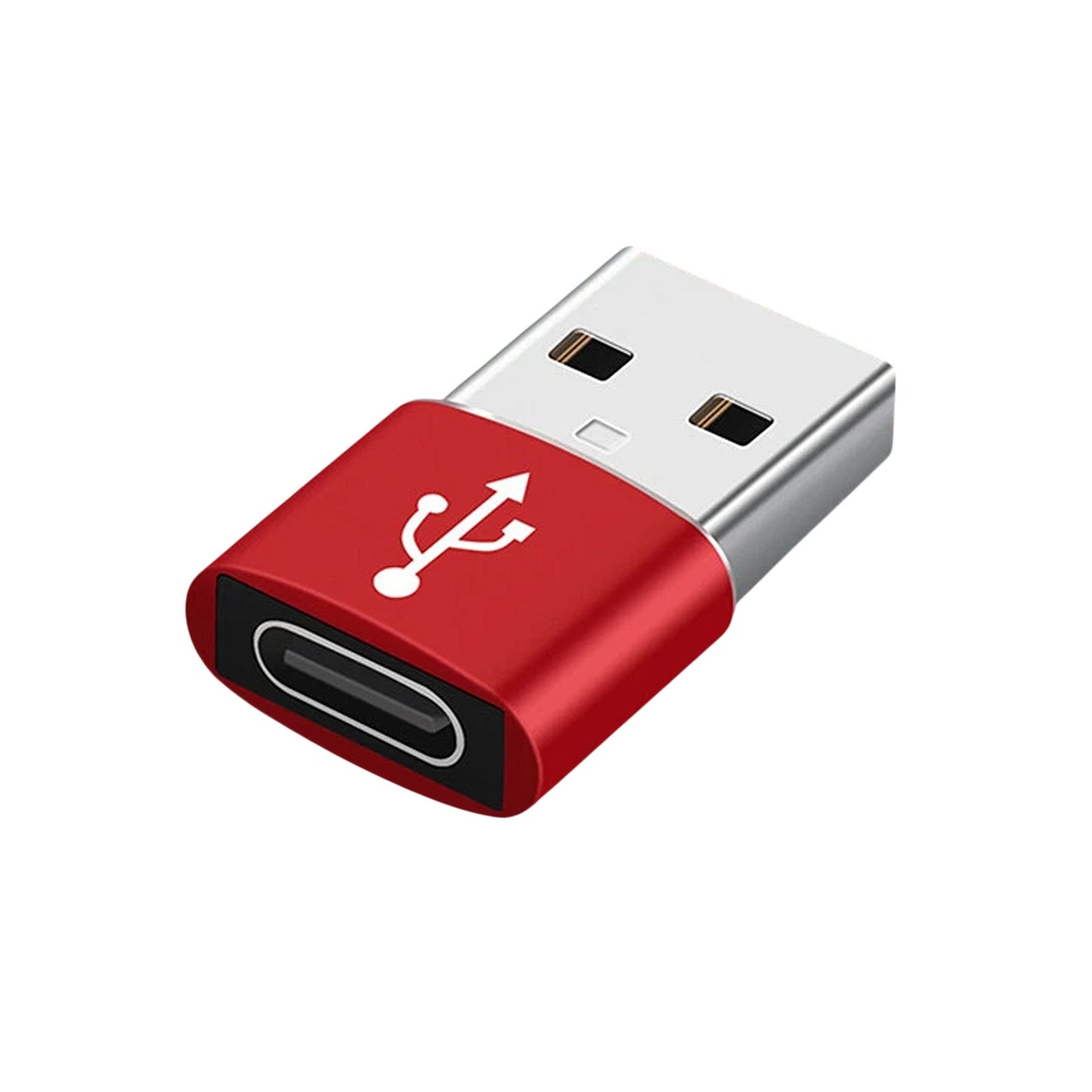 Red USB Type A Male to USB C Female Charging Port Adapter Converter