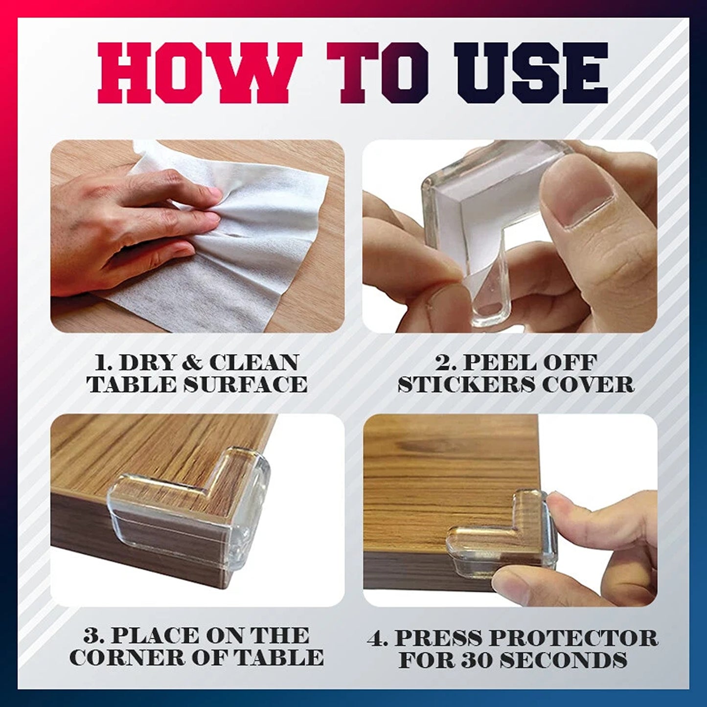 Child Safety Clear Corner Protector Cushion for Tables and Desks