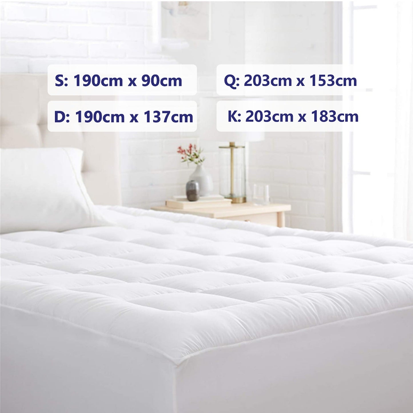 Bamboo Pillowtop Mattress Topper 100GSM Bed Protector Queen King