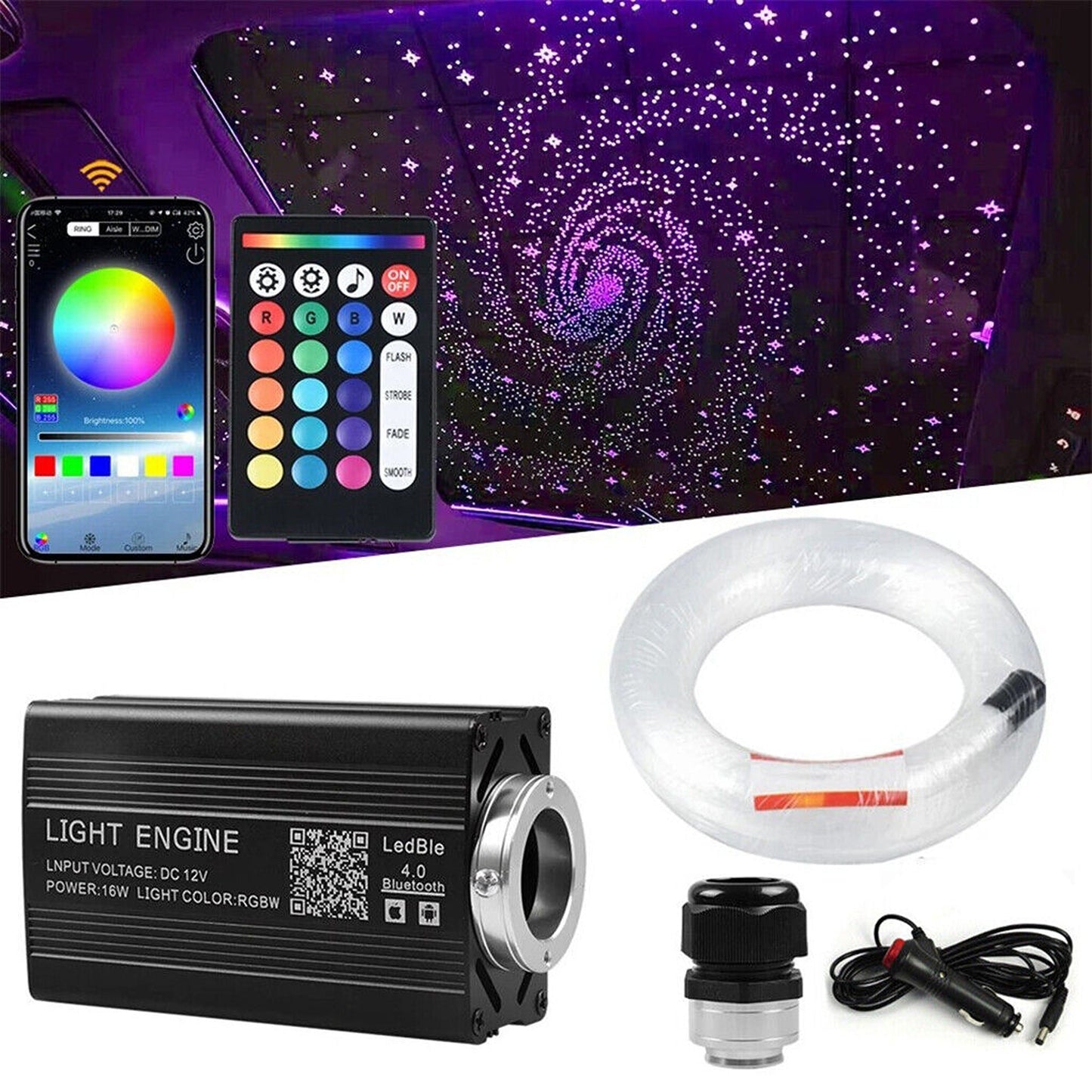 Fiber Optic Car Headliner Twinkle Star Light LED Light Source Machine Kit - 500pcs
