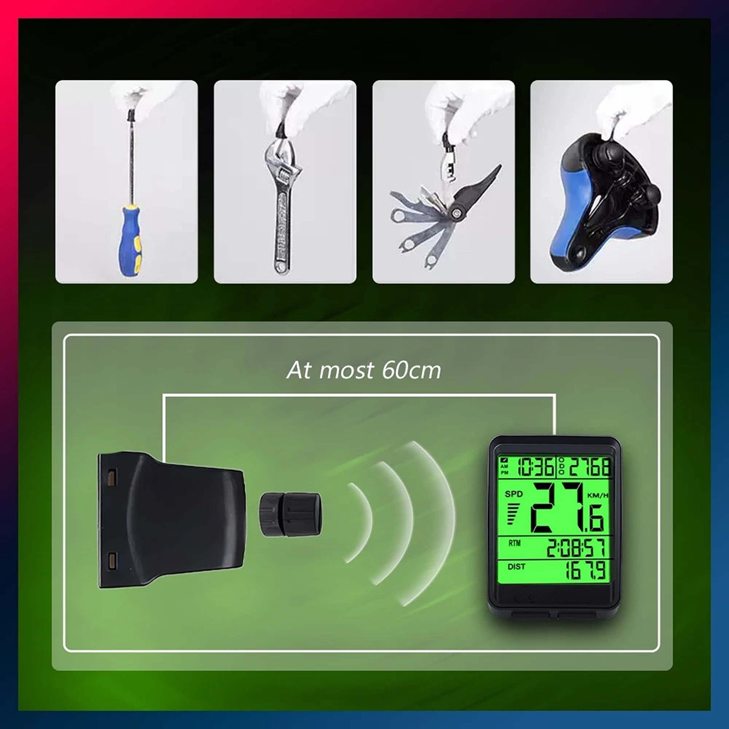 LCD Bike Computer with Speed and Distance Tracker