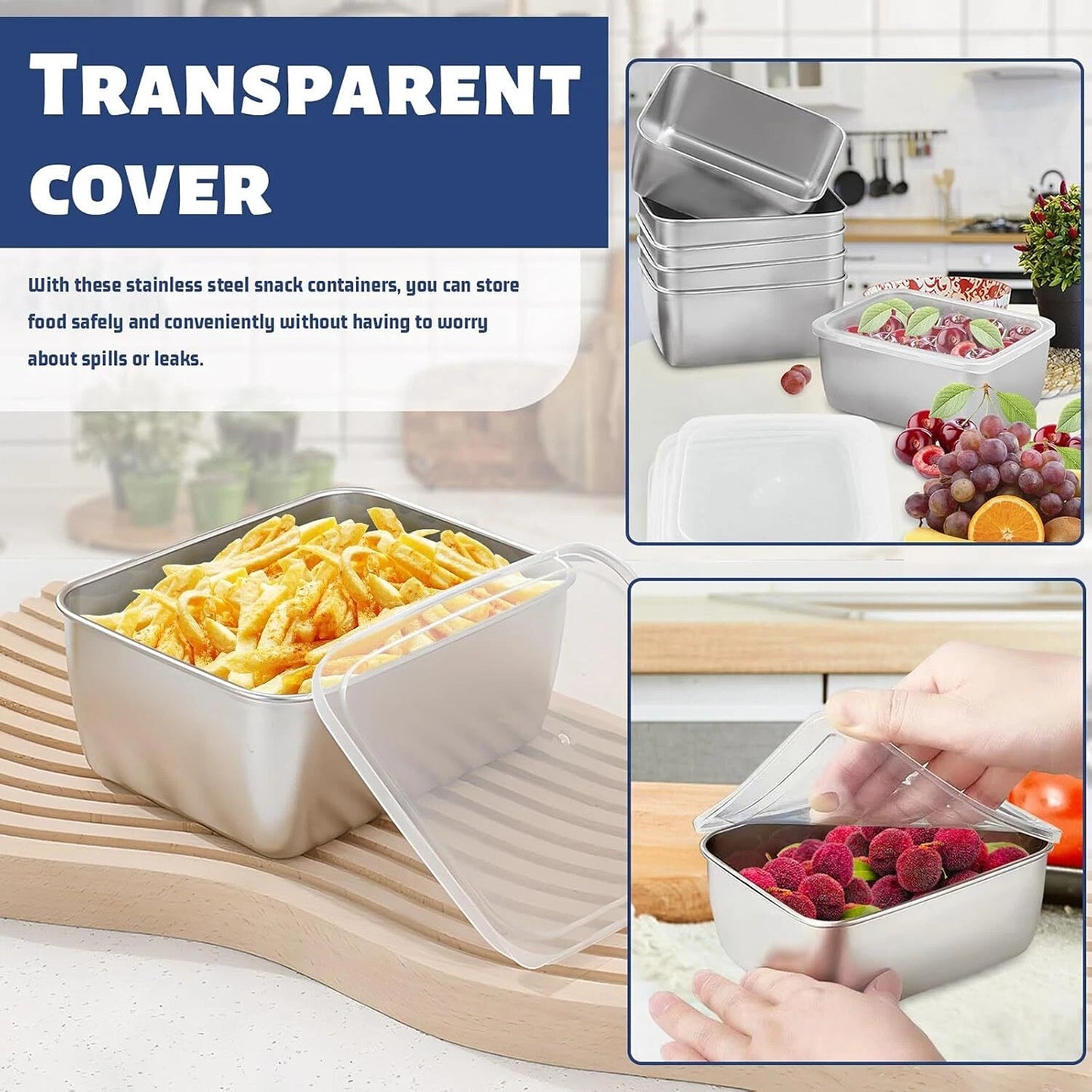 Reusable Stainless Steel Food Storage Box Set 10pcs