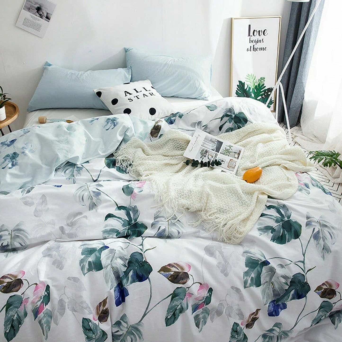 Plantain Cotton Bedding Set Duvet Cover with Pillowcases
