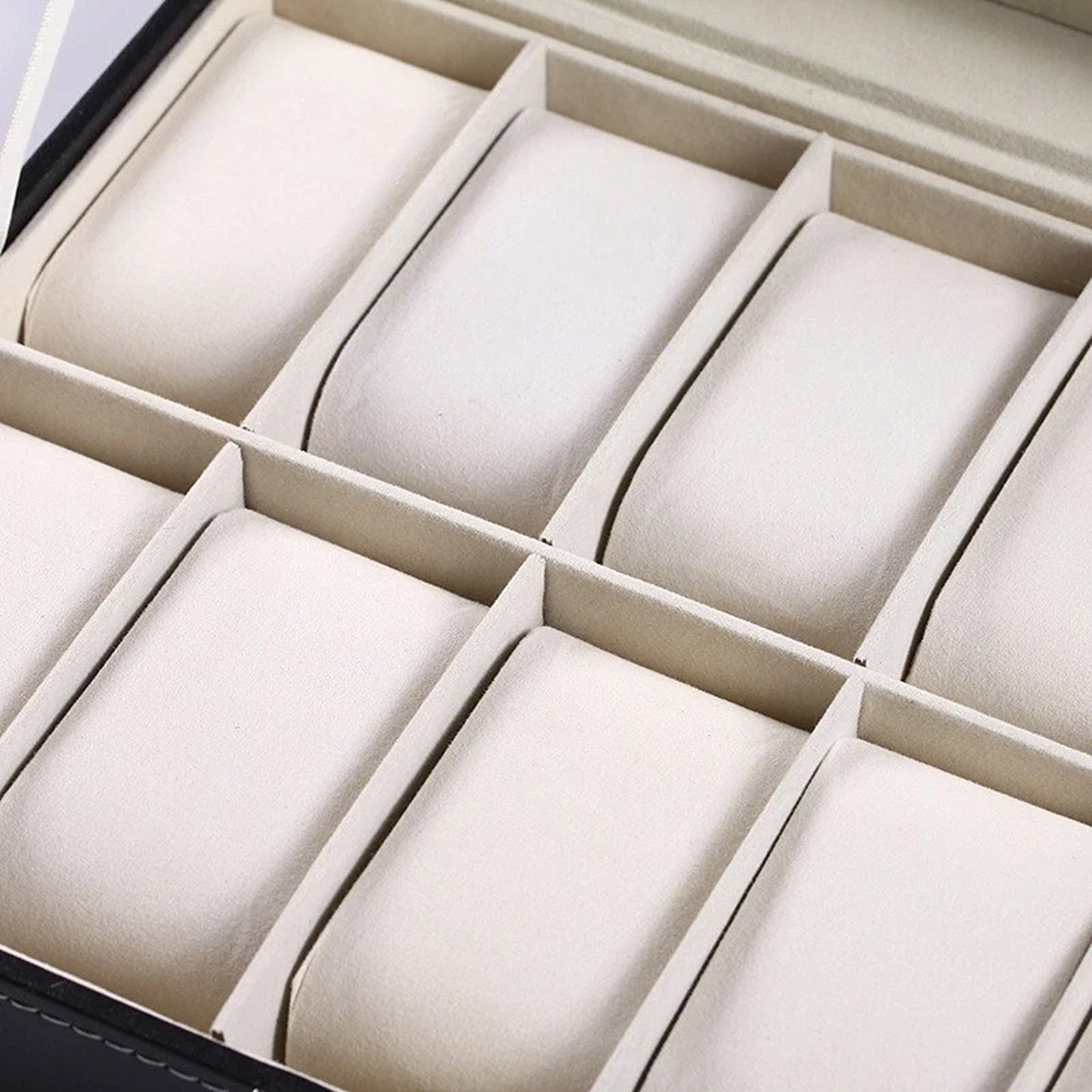 Leather Watch and Jewelry Storage Box with 10 Grids