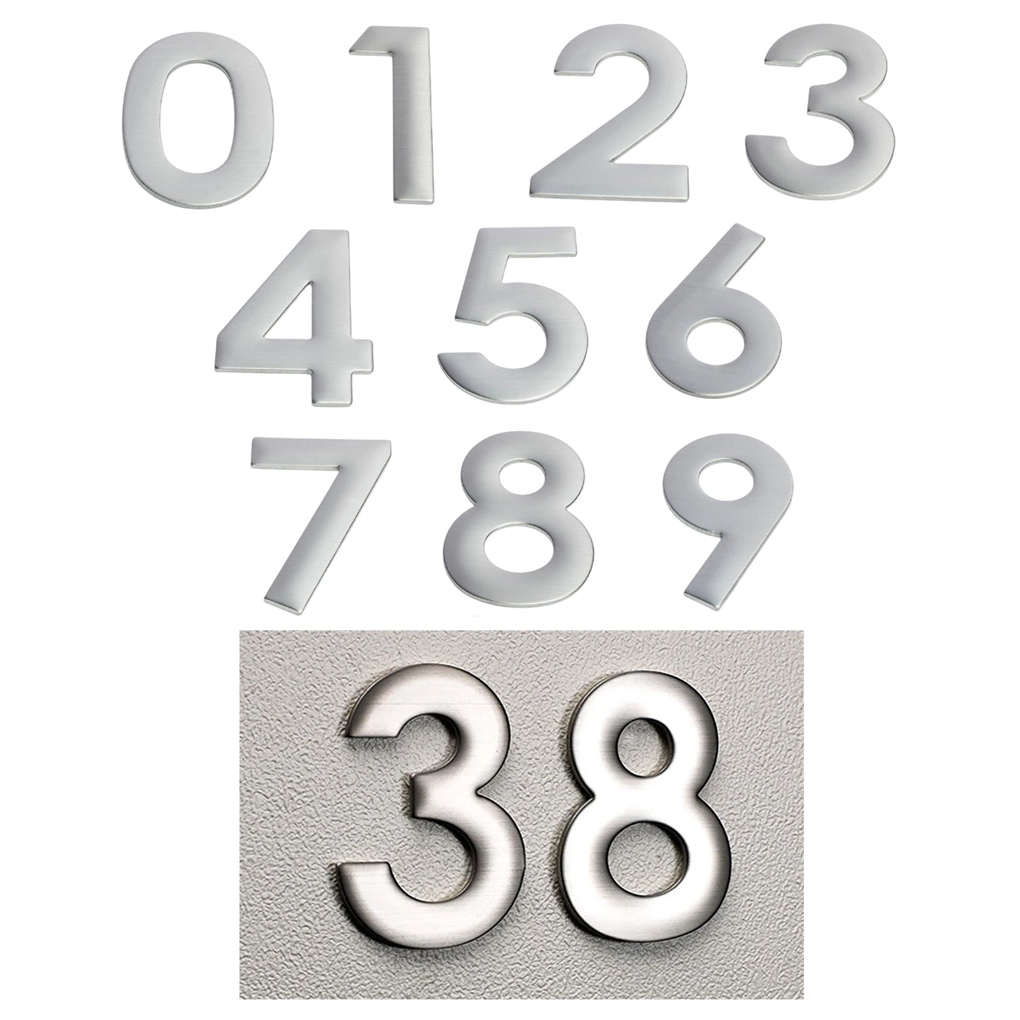 Stainless Steel House Numbers for Door Letterbox or Wall Plaque Stick On