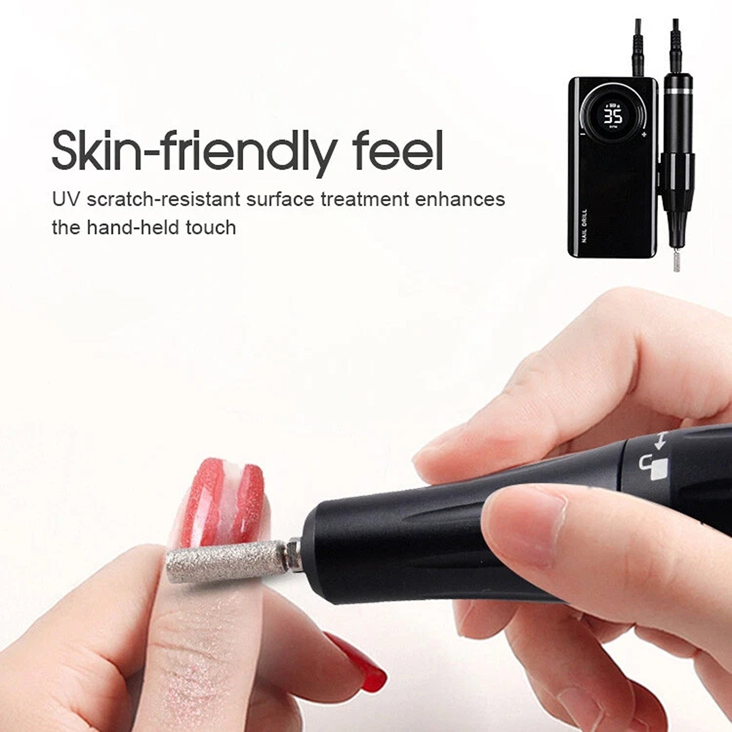 Silver Portable Nail Drill Machine for Manicure and Pedicure 35000RPM