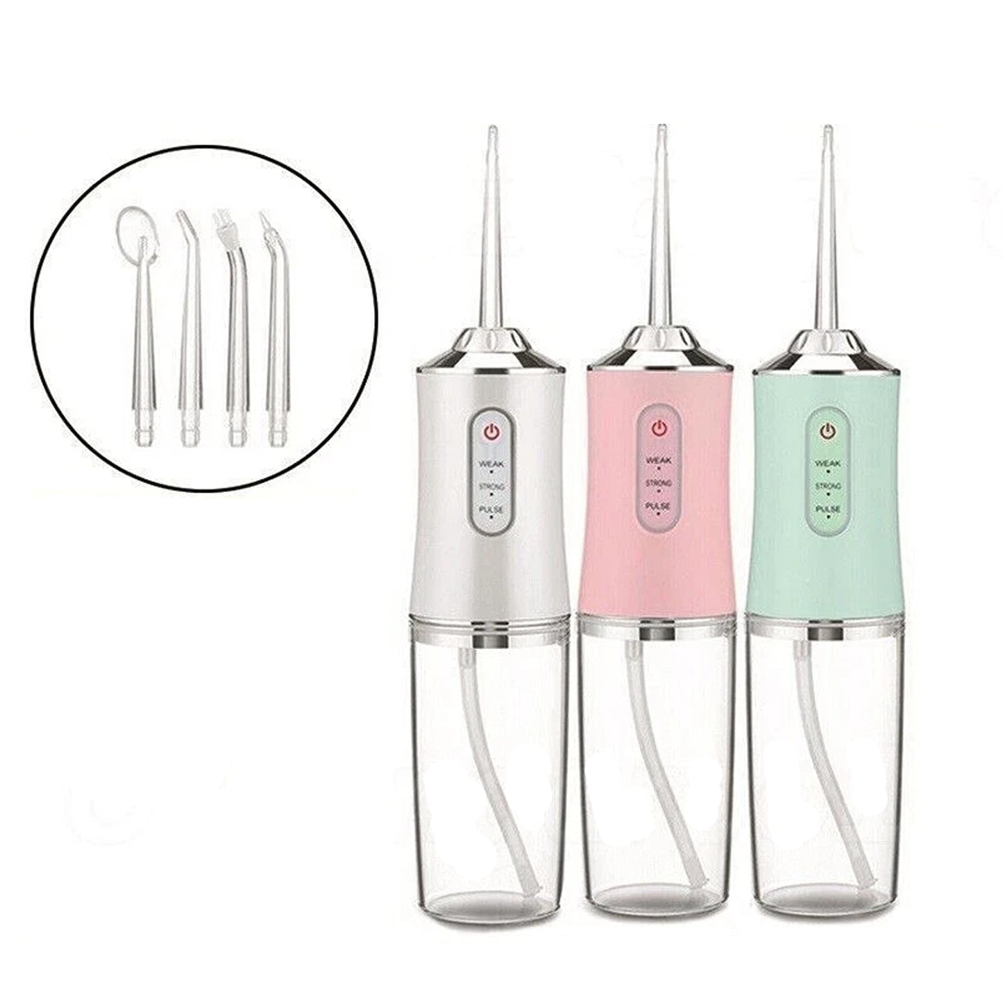 Cordless Dental Water Jet Flosser with 4 Nozzles for Teeth Cleaning