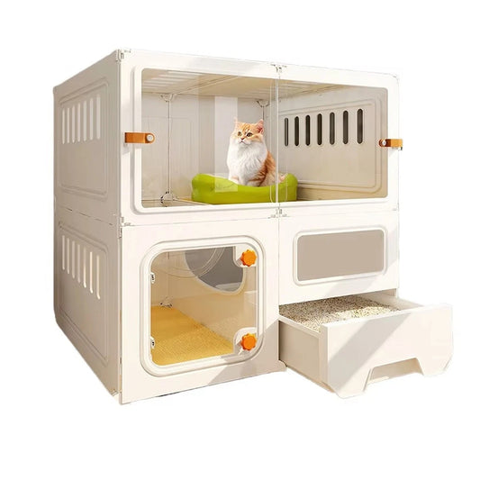 Indoor Cat House Furniture with Litter Compartment