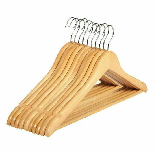 Wooden Clothes Hangers Coat Pant Suit Rack Wardrobe 20pcs