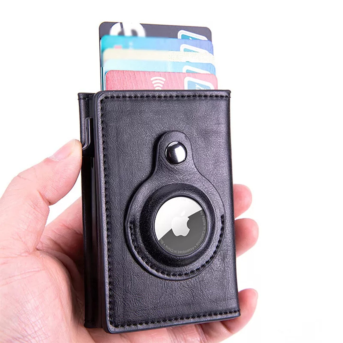 PU Leather Wallet with AirTag Holder Credit Card and Cash Case