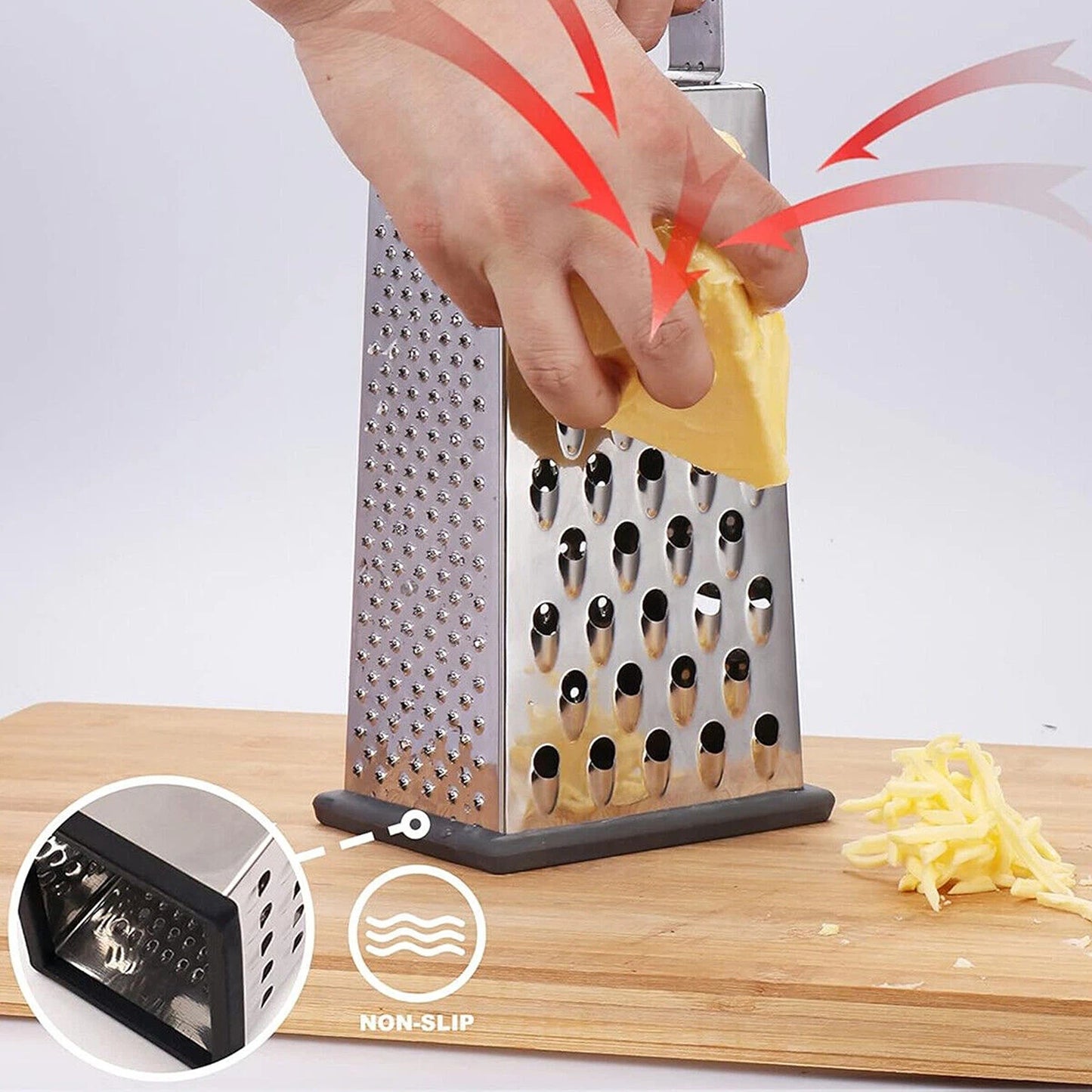 4 Sided Stainless Steel Food Grater for Cheese and Veggies