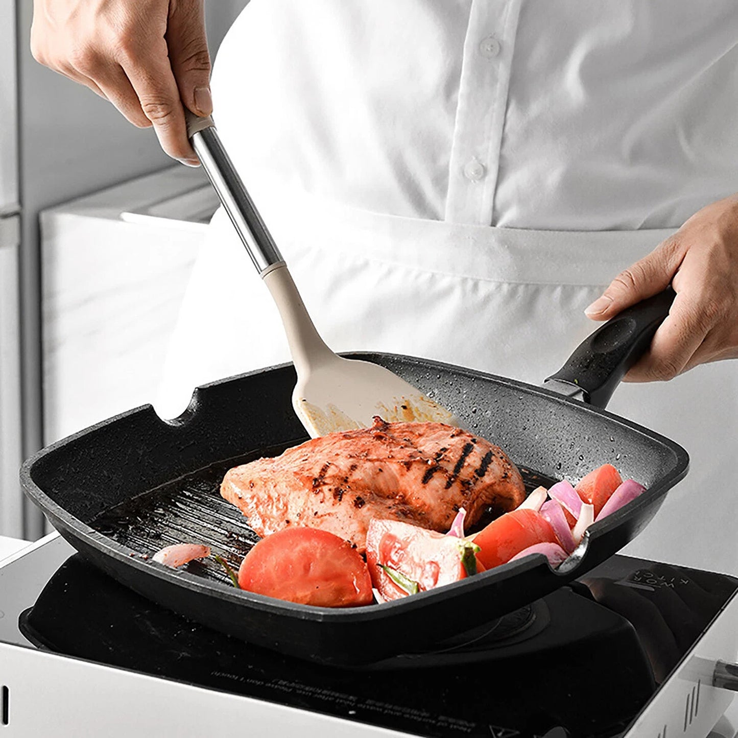 13 Piece Kitchen Utensil Set Silicone Tools with Stainless Steel Handles - Black