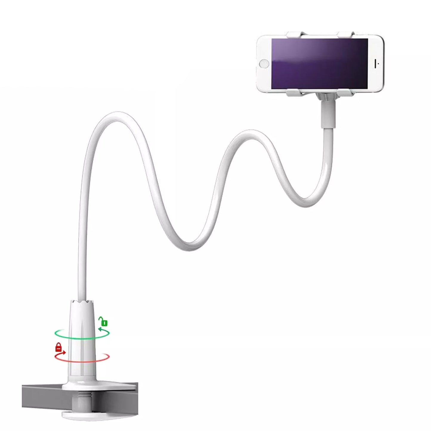 Flexible Mobile Phone Holder with Clip Mount for Bed and Desk