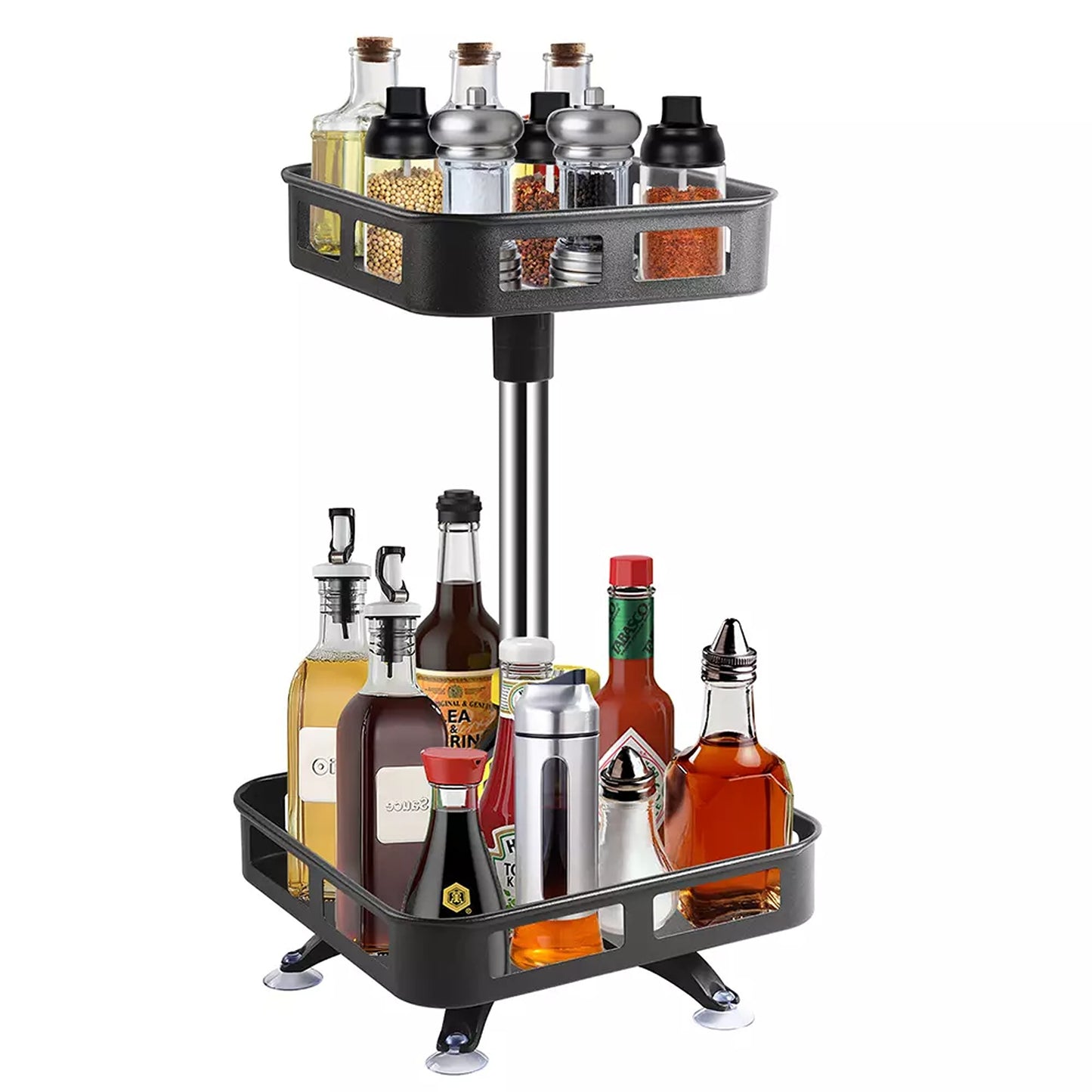 Bathroom and Kitchen Spice Rack Makeup Organizer Shelf Rotates Freely