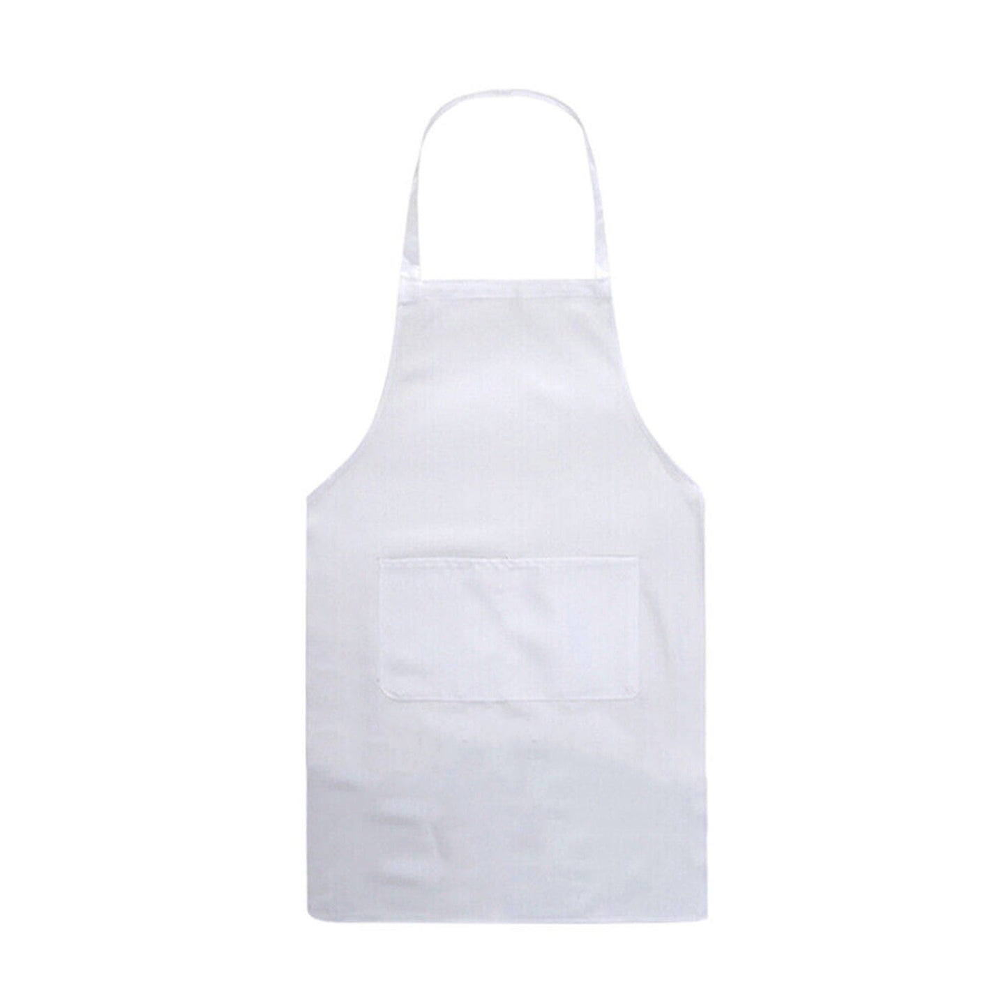Kitchen Cooking Plain Apron Bib Washable - White