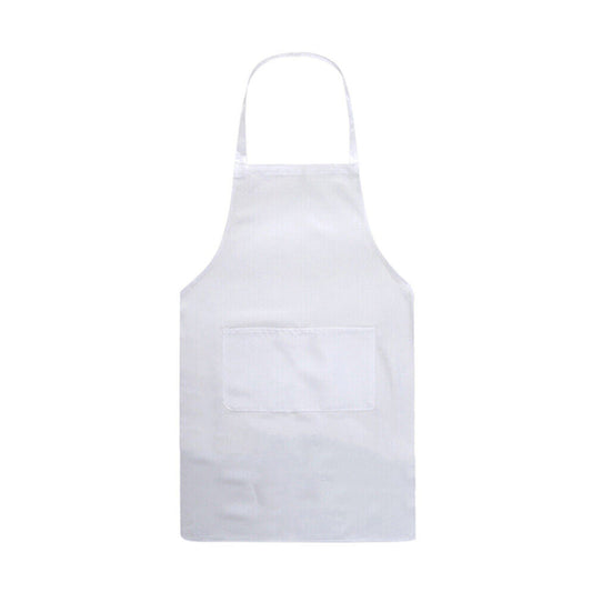 Kitchen Cooking Plain Apron Bib Washable - White