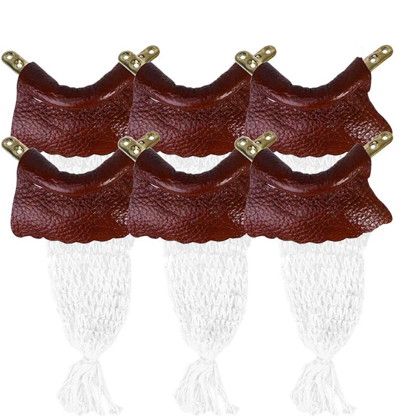6 Pack Snooker Pool Table Pocket Net and Leather Set
