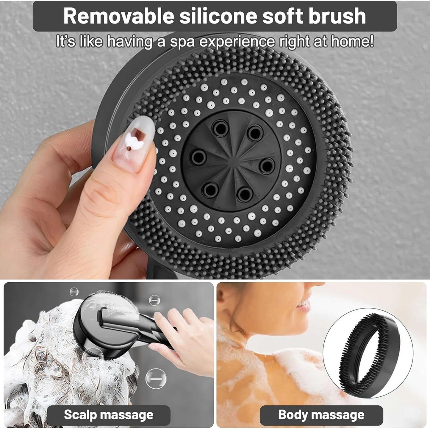 High Pressure Shower Head with Massage Function and Water Filter