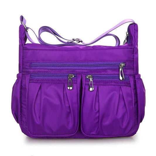 Bright Purple Womens Multi Pocket Crossbody Bag Casual Travel Shoulder Handbag