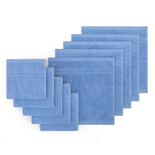 Blue Suede 10 Pack 100 Percent Cotton Face Washers Ultra Soft Bath Towels 30 x 30cm
