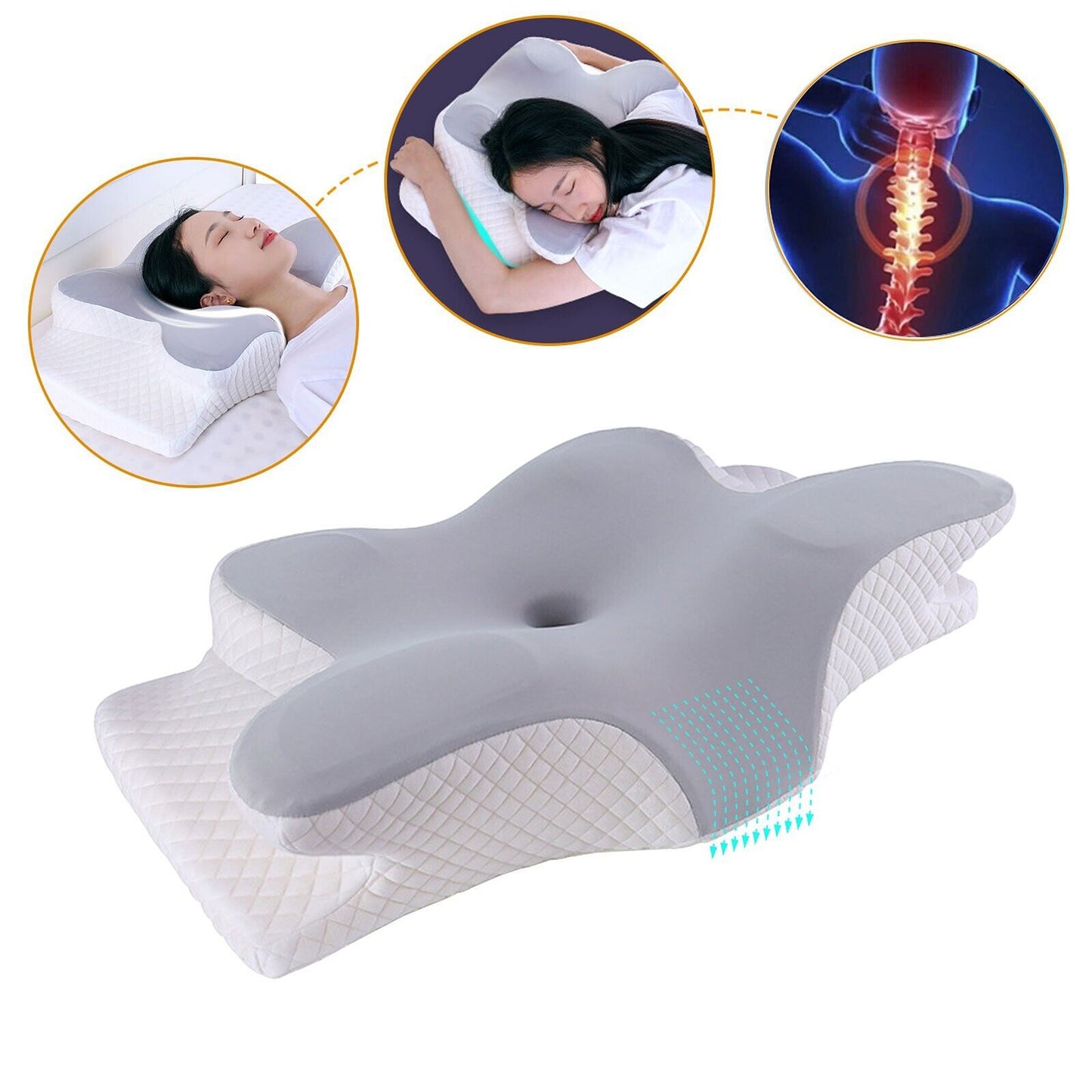 Ergonomic Neck Pillow Memory Foam Orthopedic Pain Relief