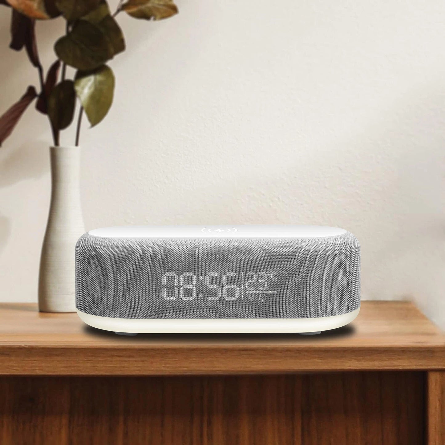Wireless Charger Dock with Alarm Clock and Thermometer for iPhone 16 15 Samsung S25