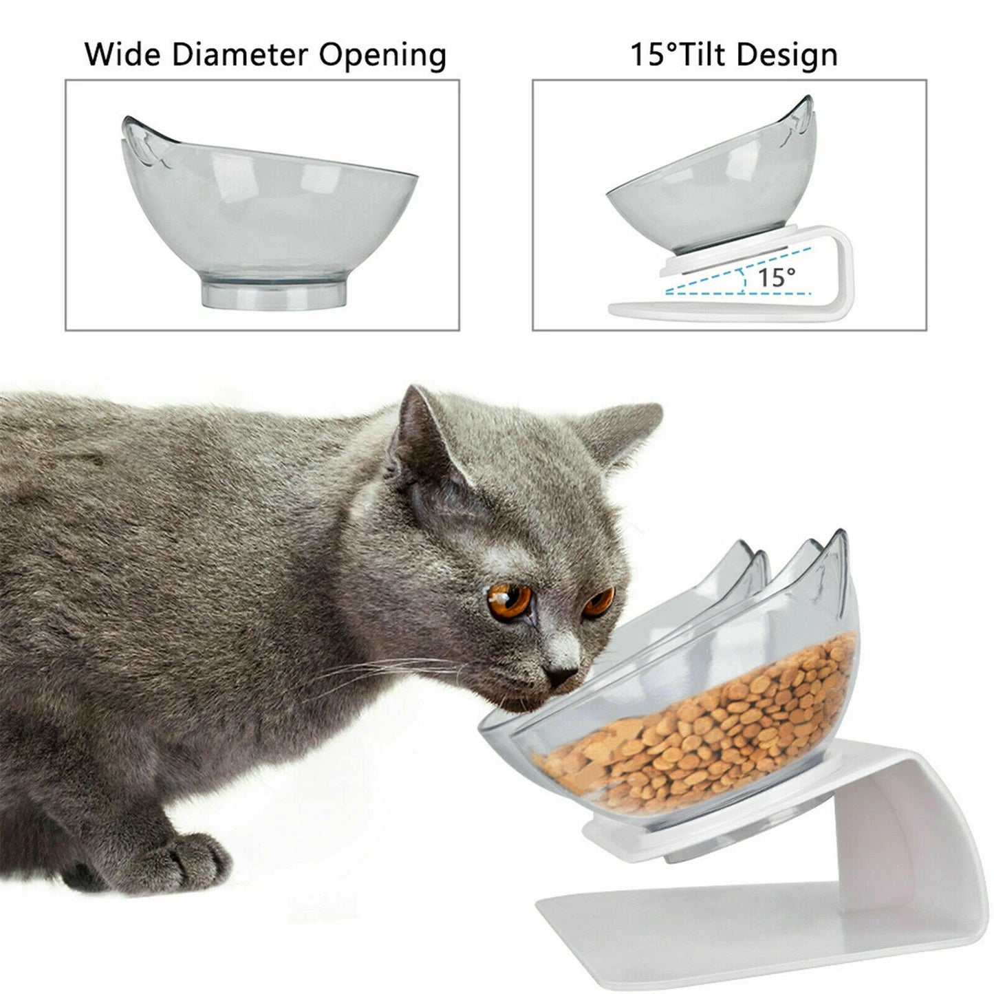 Double Raised Pet Bowls Stand Elevated Food Water Feeder for Cats Dogs