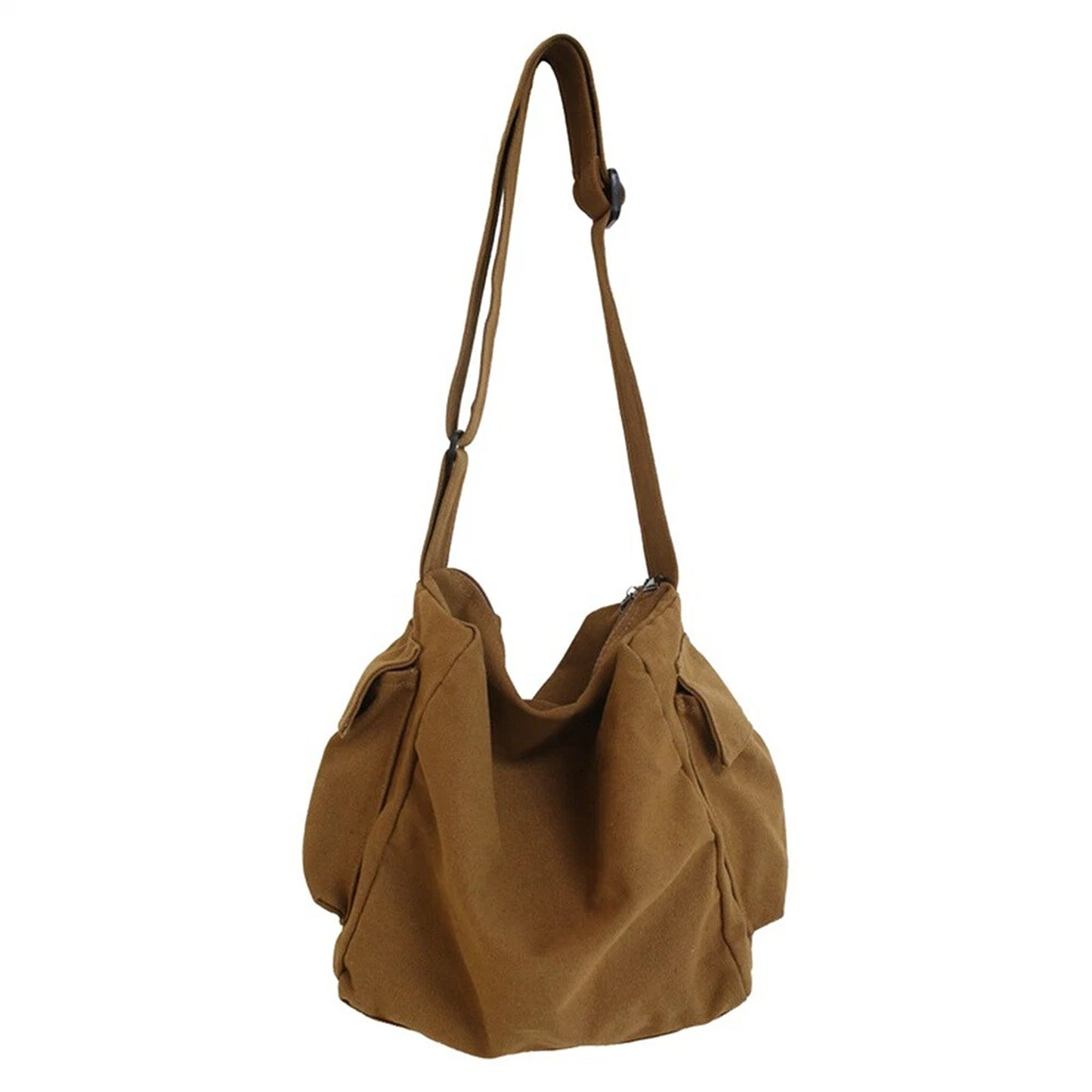 Coffee Men Women Canvas Shoulder Crossbody Bag Large Capacity Messenger Bag