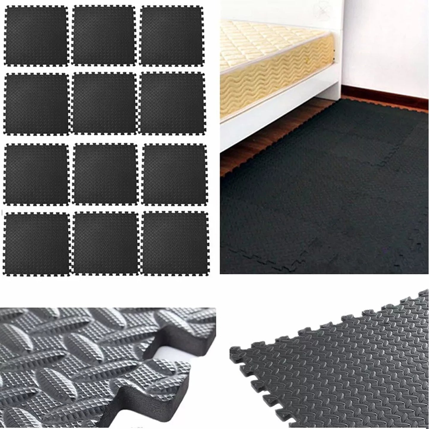 EVA Foam Interlocking Gym Floor Mats 60x60cm Heavy Duty 12pcs