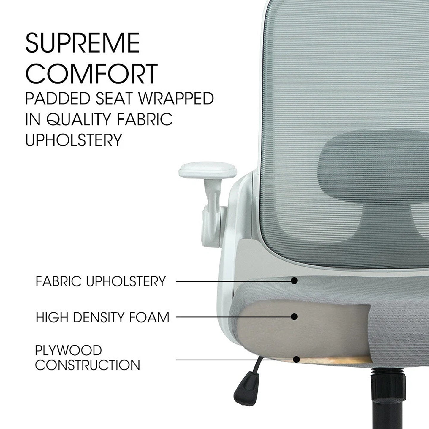 Ergonomic Office Desk Chair Mesh Comfortable Computer Study Chair White Grey