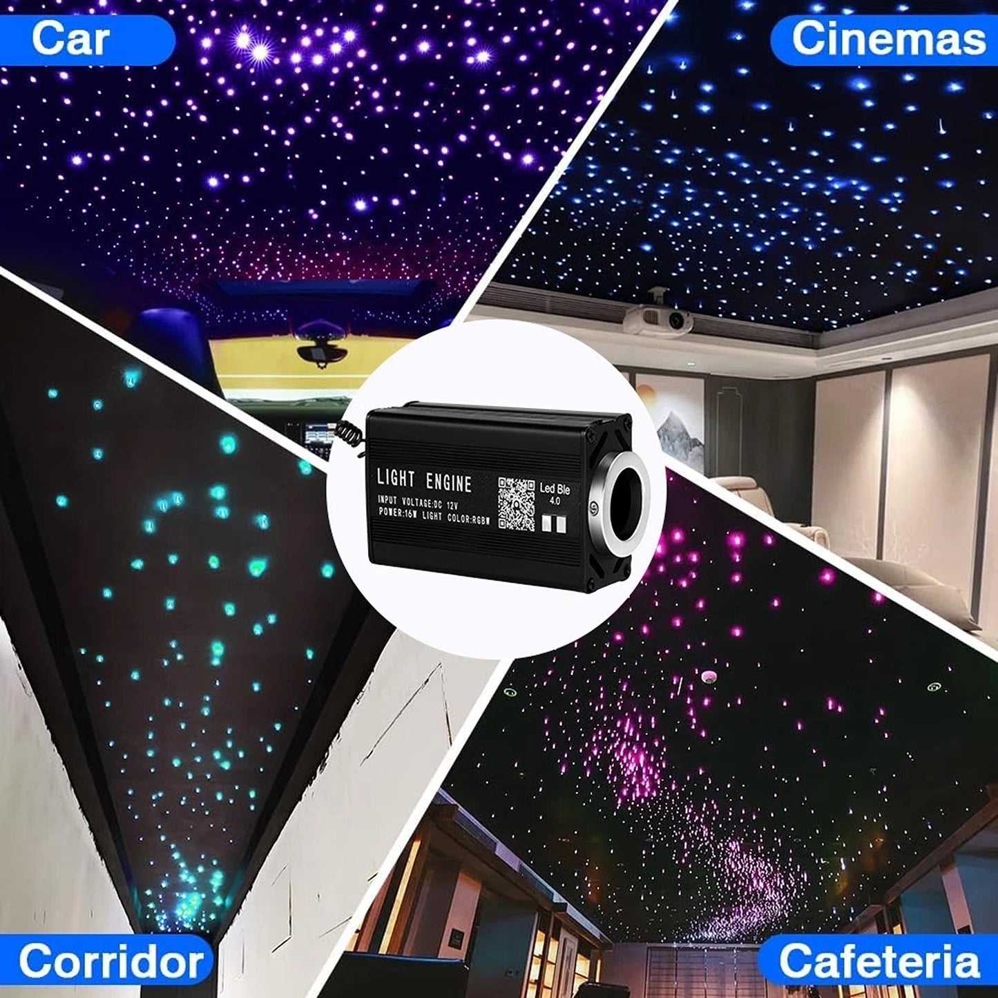 500 Piece LED Starlight Headliner Kit for Car and Home