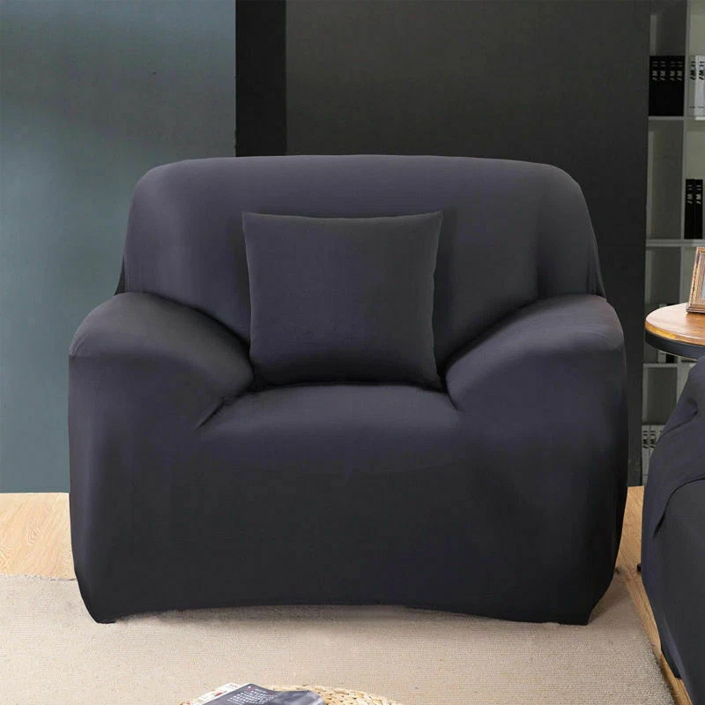 Stretch Sofa Slipcover Removable Couch Protector for 1 2 3 4 Seater - Black