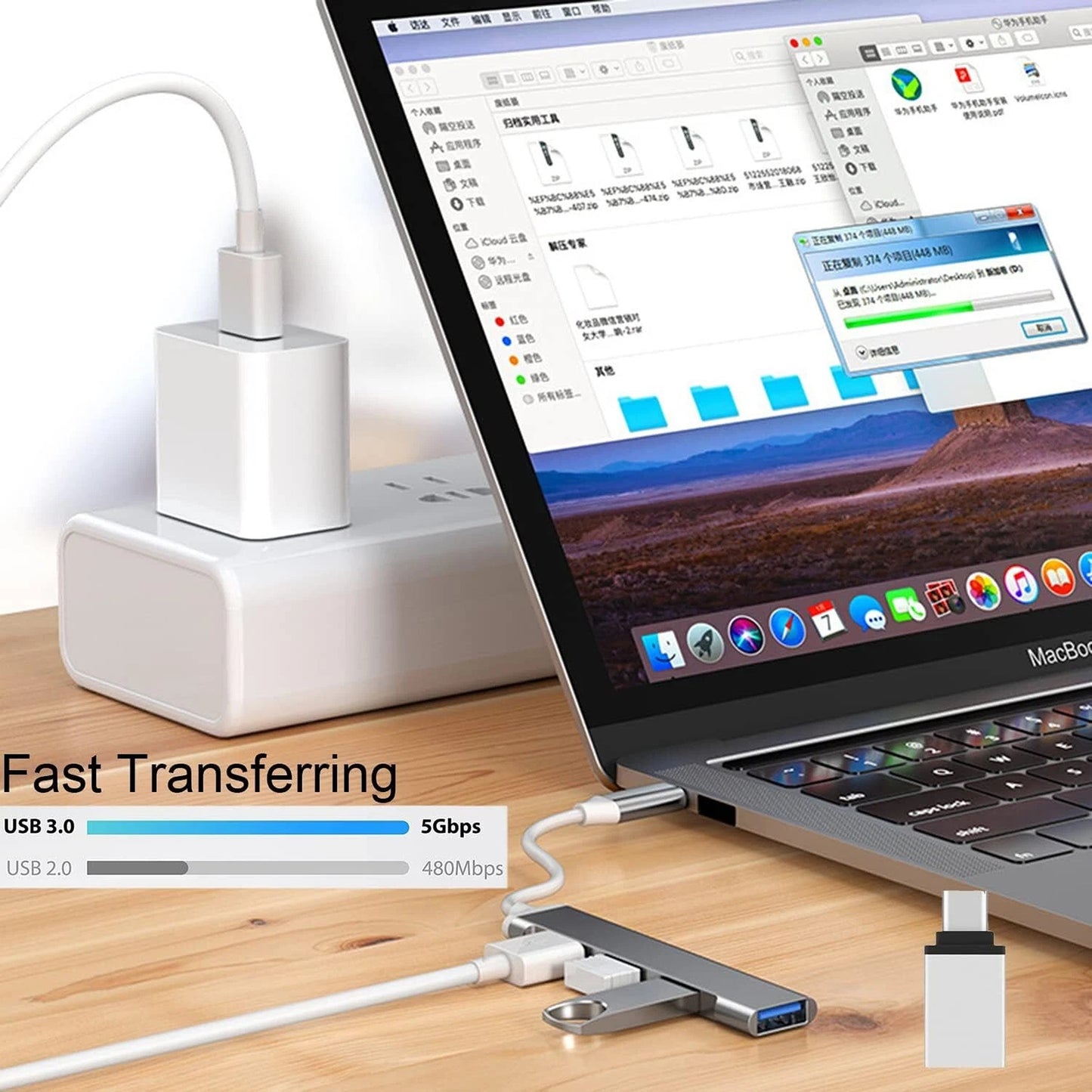 4 in 1 Multi Port Adapter with USB and Type C for MacBook and iPad