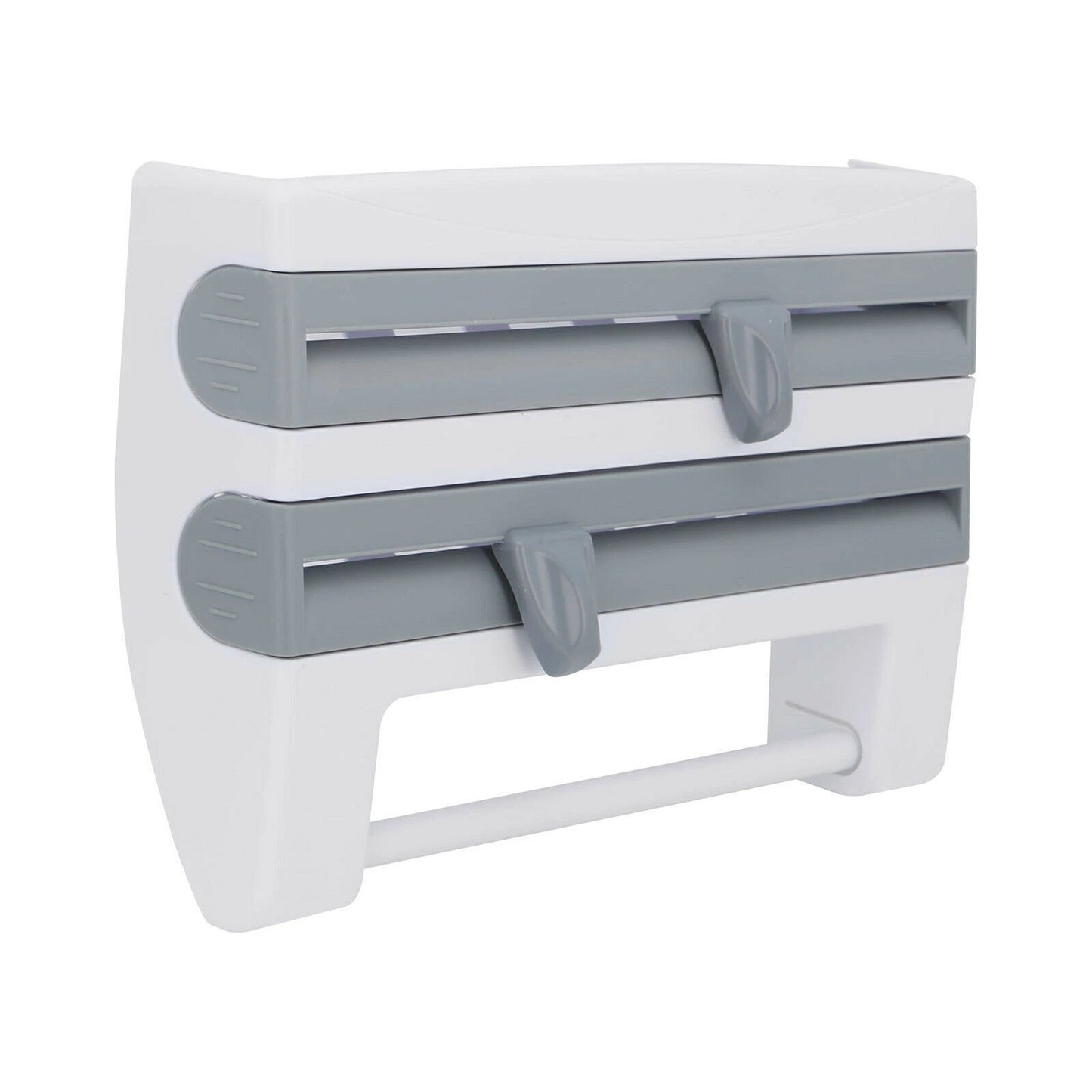 4 in 1 Kitchen Wrap Organizer with Foil Cling Film and Towel Holder Wall Mount Cutter